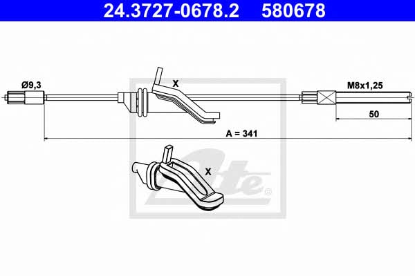 Ate 24.3727-0678.2 Cable Pull, parking brake 24372706782: Buy near me in Poland at 2407.PL - Good price!