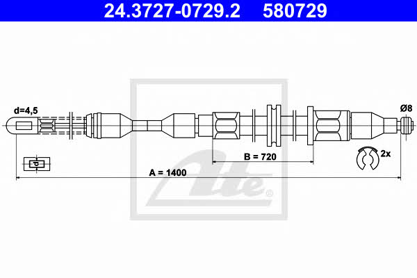 Ate 24.3727-0729.2 Parking brake cable, right 24372707292: Buy near me in Poland at 2407.PL - Good price!