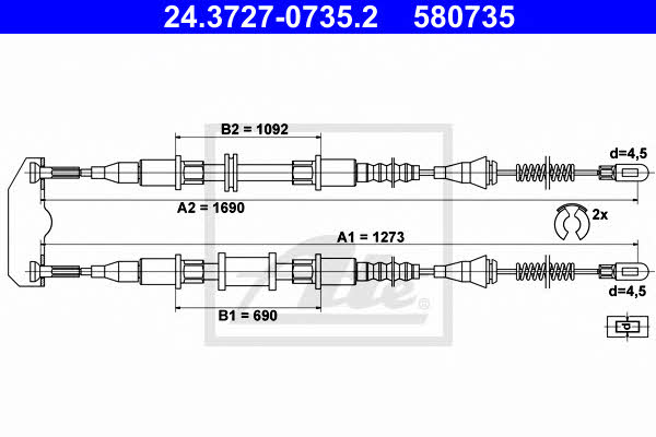 Ate 24.3727-0735.2 Cable Pull, parking brake 24372707352: Buy near me at 2407.PL in Poland at an Affordable price!