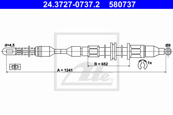 Ate 24.3727-0737.2 Parking brake cable left 24372707372: Buy near me in Poland at 2407.PL - Good price!