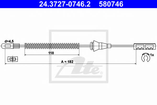 Ate 24.3727-0746.2 Cable Pull, parking brake 24372707462: Buy near me in Poland at 2407.PL - Good price!