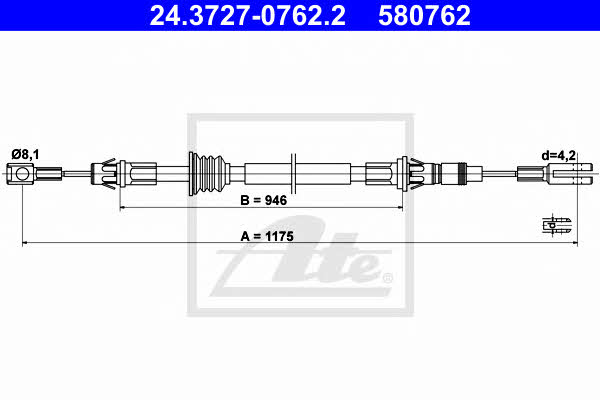 Ate 24.3727-0762.2 Cable Pull, parking brake 24372707622: Buy near me in Poland at 2407.PL - Good price!