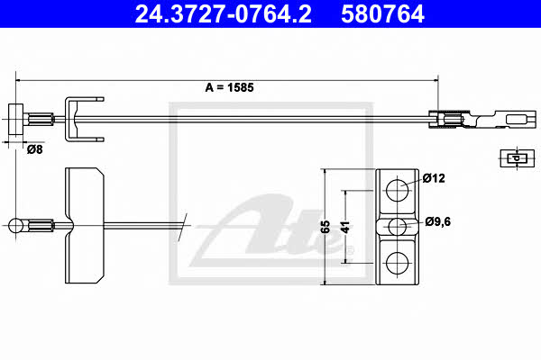 Ate 24.3727-0764.2 Трос стояночного тормоза 24372707642: Отличная цена - Купить в Польше на 2407.PL!