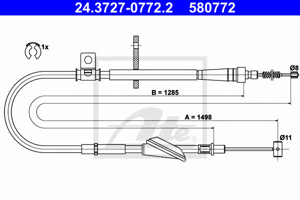 Ate 24.3727-0772.2 Cable Pull, parking brake 24372707722: Buy near me in Poland at 2407.PL - Good price!