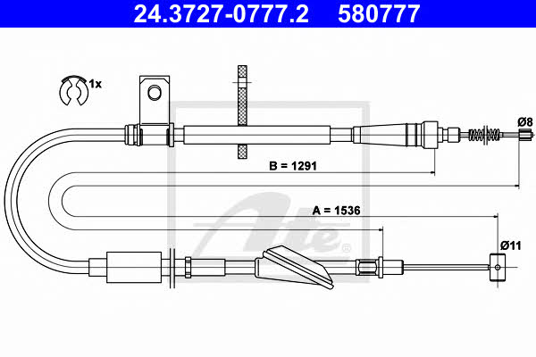 Ate 24.3727-0777.2 Parking brake cable left 24372707772: Buy near me in Poland at 2407.PL - Good price!
