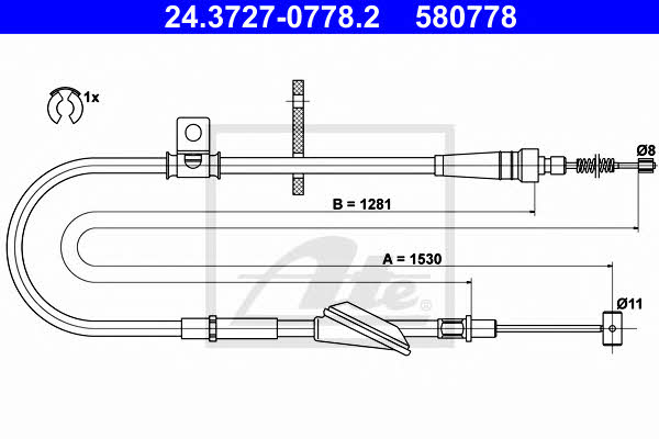Ate 24.3727-0778.2 Parking brake cable, right 24372707782: Buy near me in Poland at 2407.PL - Good price!