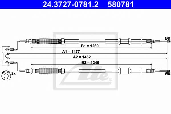 Ate 24.3727-0781.2 Cable Pull, parking brake 24372707812: Buy near me in Poland at 2407.PL - Good price!