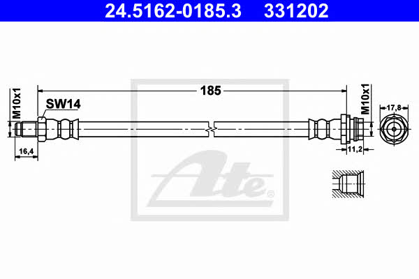 Ate 24.5162-0185.3 Brake Hose 24516201853: Buy near me in Poland at 2407.PL - Good price!