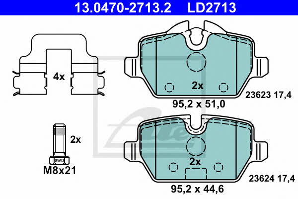 Ate 13.0470-2713.2 ATE CERAMIC disc brake pads, set 13047027132: Buy near me in Poland at 2407.PL - Good price!