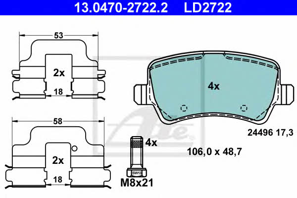 Ate 13.0470-2722.2 ATE CERAMIC disc brake pads, set 13047027222: Buy near me in Poland at 2407.PL - Good price!
