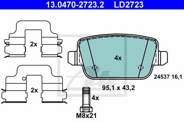 Ate 13.0470-2723.2 ATE CERAMIC disc brake pads, set 13047027232: Buy near me in Poland at 2407.PL - Good price!