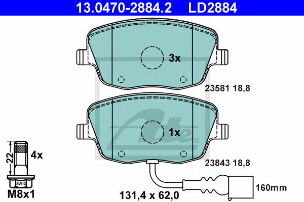 Ate 13.0470-2884.2 ATE CERAMIC disc brake pads, set 13047028842: Buy near me in Poland at 2407.PL - Good price!