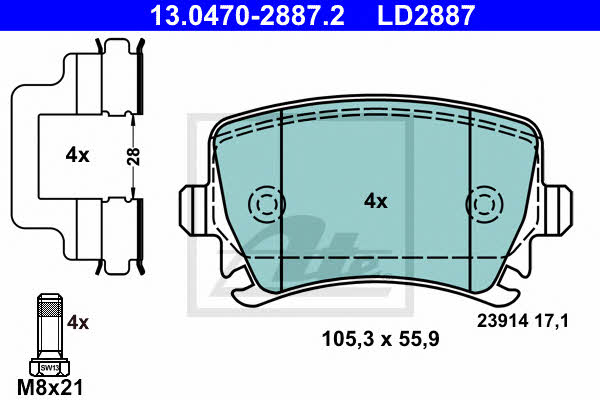 Ate ATE CERAMIC disc brake pads, set – price 244 PLN