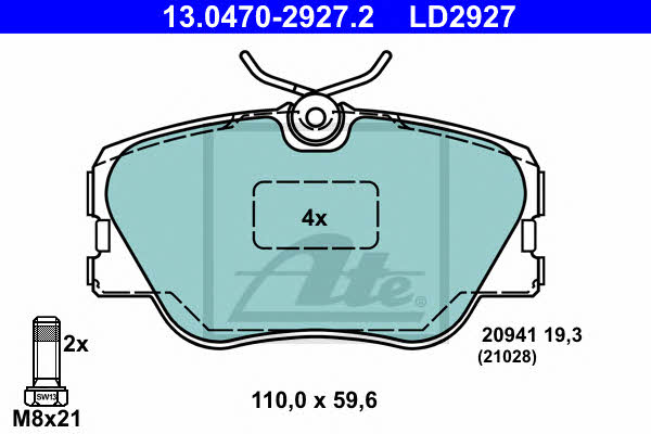 Ate 13.0470-2927.2 Тормозные колодки дисковые ATE CERAMIC, комплект 13047029272: Отличная цена - Купить в Польше на 2407.PL!