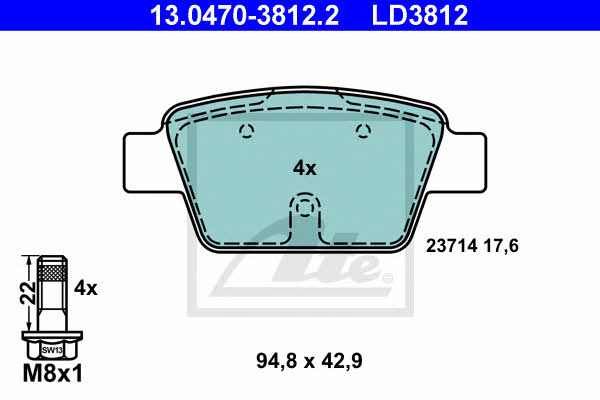 Ate 13.0470-3812.2 ATE CERAMIC disc brake pads, set 13047038122: Buy near me in Poland at 2407.PL - Good price!