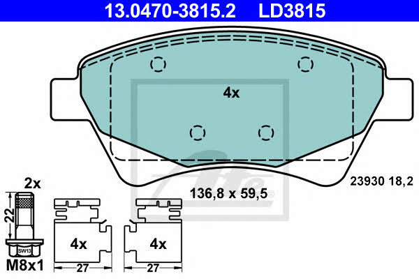 Ate 13.0470-3815.2 ATE CERAMIC disc brake pads, set 13047038152: Buy near me in Poland at 2407.PL - Good price!