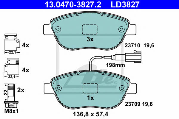 Ate 13.0470-3827.2 ATE CERAMIC disc brake pads, set 13047038272: Buy near me in Poland at 2407.PL - Good price!