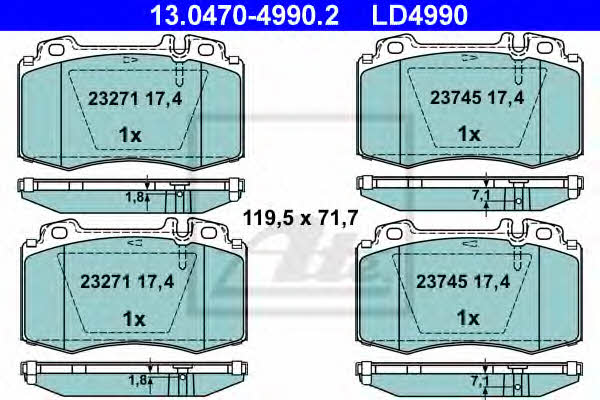 Ate 13.0470-4990.2 ATE CERAMIC disc brake pads, set 13047049902: Buy near me in Poland at 2407.PL - Good price!