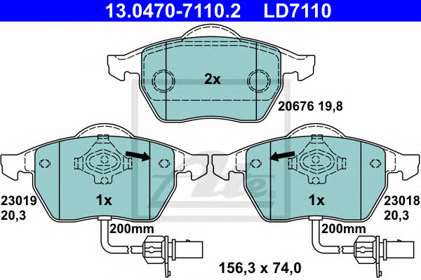 Ate 13.0470-7110.2 ATE CERAMIC disc brake pads, set 13047071102: Buy near me in Poland at 2407.PL - Good price!
