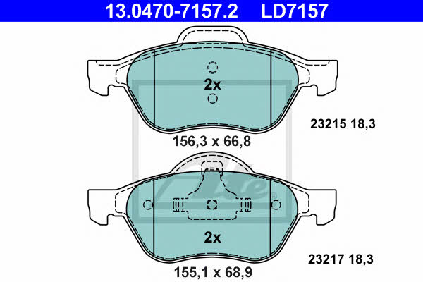 Ate 13.0470-7157.2 ATE CERAMIC disc brake pads, set 13047071572: Buy near me in Poland at 2407.PL - Good price!