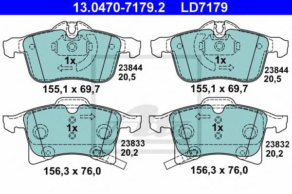 Ate 13.0470-7179.2 ATE CERAMIC disc brake pads, set 13047071792: Buy near me in Poland at 2407.PL - Good price!