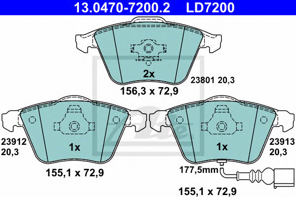Ate 13.0470-7200.2 ATE CERAMIC disc brake pads, set 13047072002: Buy near me in Poland at 2407.PL - Good price!