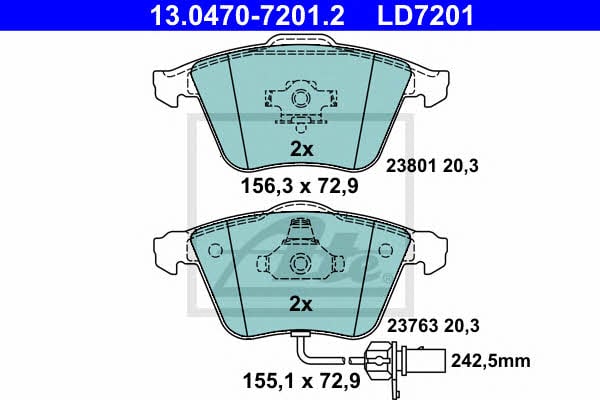 Ate 13.0470-7201.2 ATE CERAMIC disc brake pads, set 13047072012: Buy near me in Poland at 2407.PL - Good price!