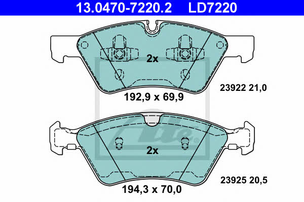 Ate 13.0470-7220.2 ATE CERAMIC disc brake pads, set 13047072202: Buy near me in Poland at 2407.PL - Good price!