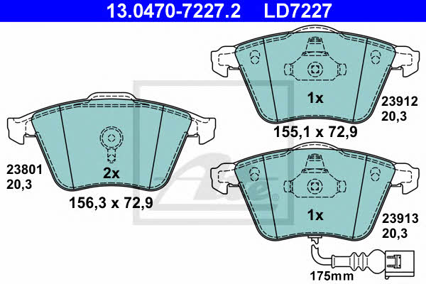 Ate 13.0470-7227.2 Тормозные колодки дисковые ATE CERAMIC, комплект 13047072272: Отличная цена - Купить в Польше на 2407.PL!