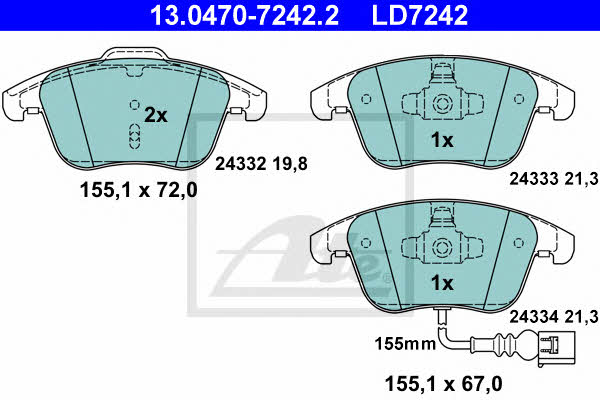 Ate 13.0470-7242.2 ATE CERAMIC disc brake pads, set 13047072422: Buy near me in Poland at 2407.PL - Good price!