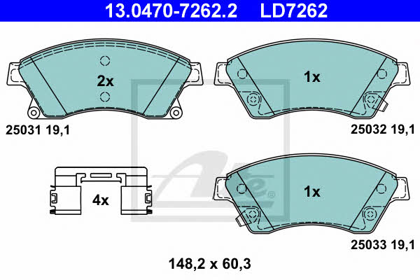 Ate 13.0470-7262.2 ATE CERAMIC disc brake pads, set 13047072622: Buy near me in Poland at 2407.PL - Good price!