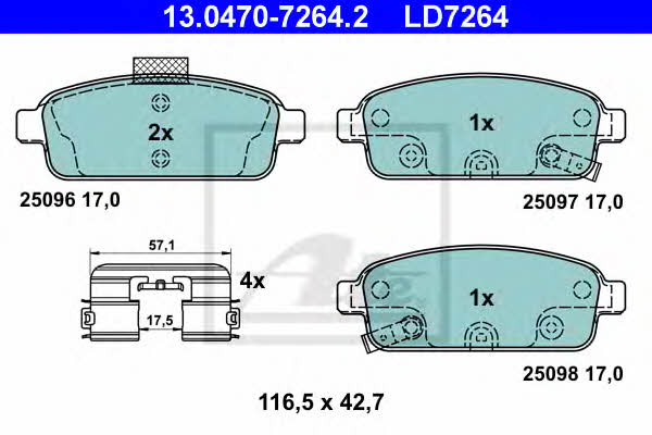 Ate 13.0470-7264.2 ATE CERAMIC disc brake pads, set 13047072642: Buy near me in Poland at 2407.PL - Good price!