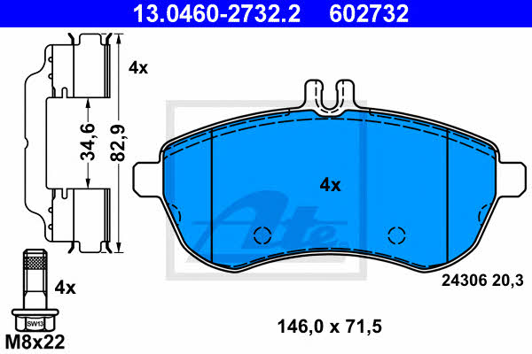 Ate 13.0460-2732.2 Brake Pad Set, disc brake 13046027322: Buy near me in Poland at 2407.PL - Good price!