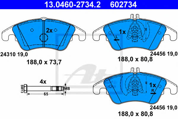 Ate Brake Pad Set, disc brake – price 244 PLN