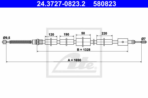 Ate 24.3727-0823.2 Parking brake cable left 24372708232: Buy near me in Poland at 2407.PL - Good price!