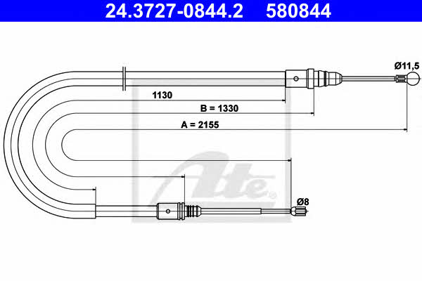 Ate 24.3727-0844.2 Cable Pull, parking brake 24372708442: Buy near me in Poland at 2407.PL - Good price!
