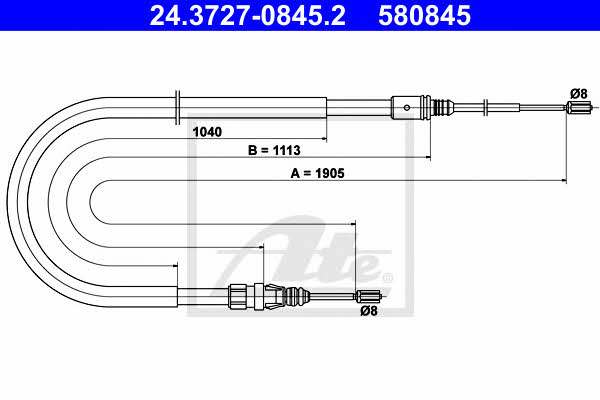 Ate 24.3727-0845.2 Cable Pull, parking brake 24372708452: Buy near me in Poland at 2407.PL - Good price!