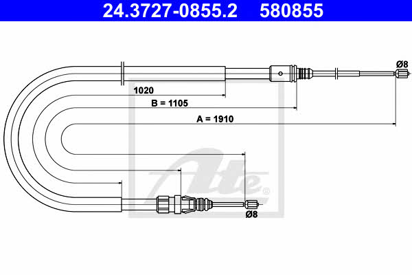 Ate 24.3727-0855.2 Cable Pull, parking brake 24372708552: Buy near me in Poland at 2407.PL - Good price!