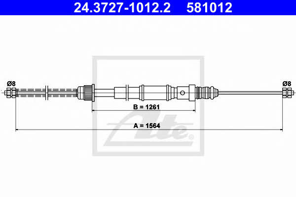 Ate 24.3727-1012.2 Cable Pull, parking brake 24372710122: Buy near me in Poland at 2407.PL - Good price!