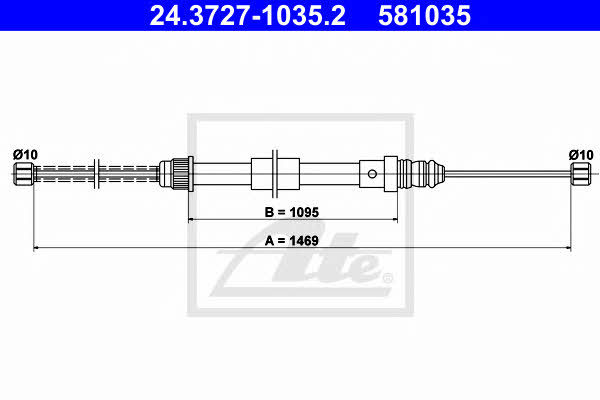 Ate 24.3727-1035.2 Cable Pull, parking brake 24372710352: Buy near me in Poland at 2407.PL - Good price!