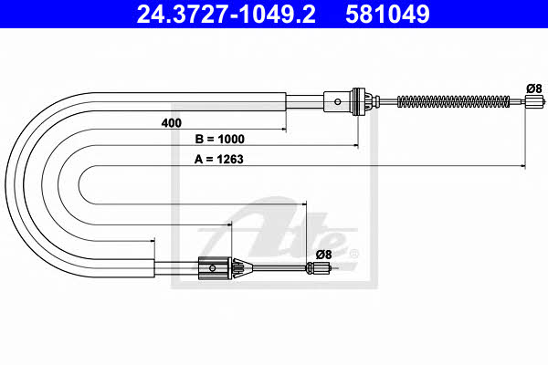 Ate 24.3727-1049.2 Parking brake cable left 24372710492: Buy near me in Poland at 2407.PL - Good price!