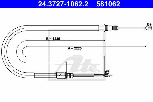 Ate 24.3727-1062.2 Cable Pull, parking brake 24372710622: Buy near me in Poland at 2407.PL - Good price!