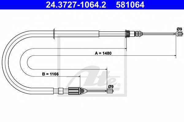 Ate 24.3727-1064.2 Cable Pull, parking brake 24372710642: Buy near me in Poland at 2407.PL - Good price!