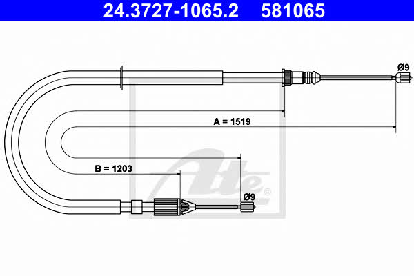 Ate 24.3727-1065.2 Parking brake cable left 24372710652: Buy near me in Poland at 2407.PL - Good price!