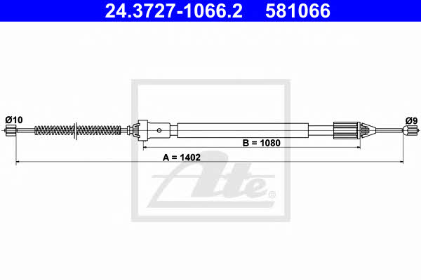 Ate 24.3727-1066.2 Parking brake cable, right 24372710662: Buy near me in Poland at 2407.PL - Good price!