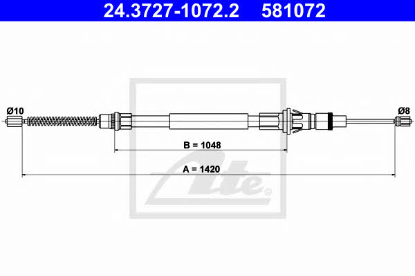 Ate 24.3727-1072.2 Cable Pull, parking brake 24372710722: Buy near me at 2407.PL in Poland at an Affordable price!