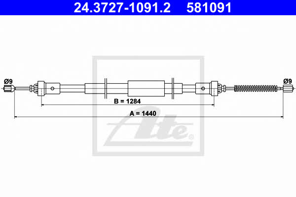 Ate 24.3727-1091.2 Parking brake cable left 24372710912: Buy near me in Poland at 2407.PL - Good price!
