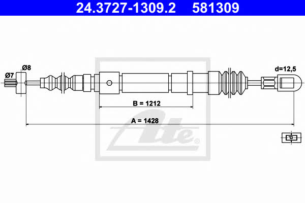Ate 24.3727-1309.2 Cable Pull, parking brake 24372713092: Buy near me in Poland at 2407.PL - Good price!