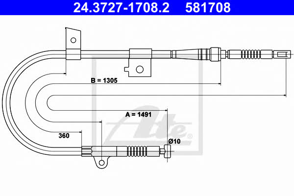 Ate 24.3727-1708.2 Seilzug, feststellbremse 24372717082: Kaufen Sie zu einem guten Preis in Polen bei 2407.PL!