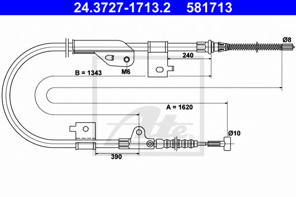 Ate 24.3727-1713.2 Parking brake cable left 24372717132: Buy near me in Poland at 2407.PL - Good price!